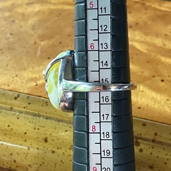 Natural Connemara Marble Sterling Silver Claddagh Ring Size 7 - Picture 8 of 9